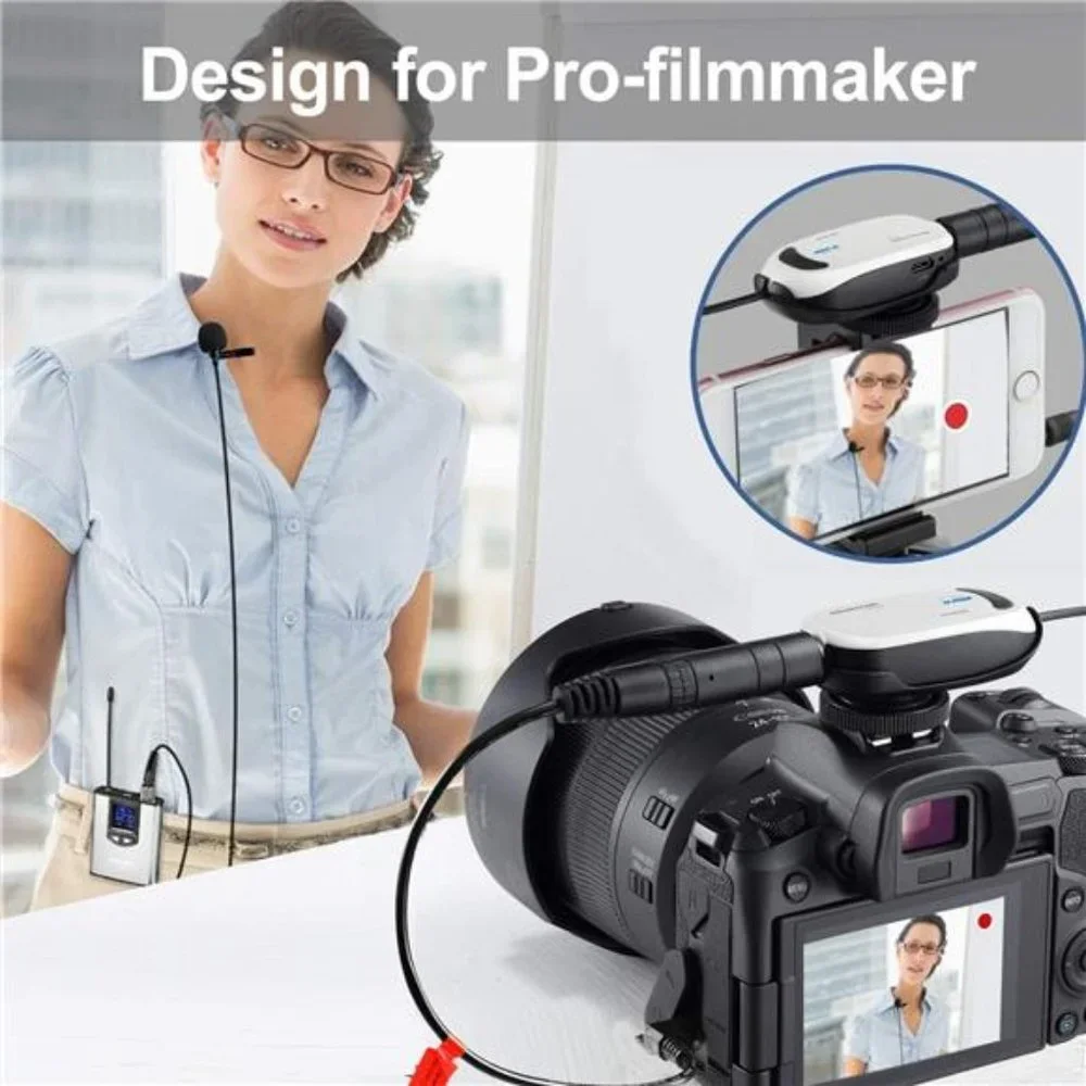Wireless Headset Lavalier Microphone System Wireless Lapel Mic Best for iPhone